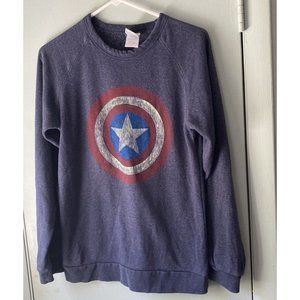 Marvel Comics Sweatshirt Women's Small Gray Blue Front Logo Soft